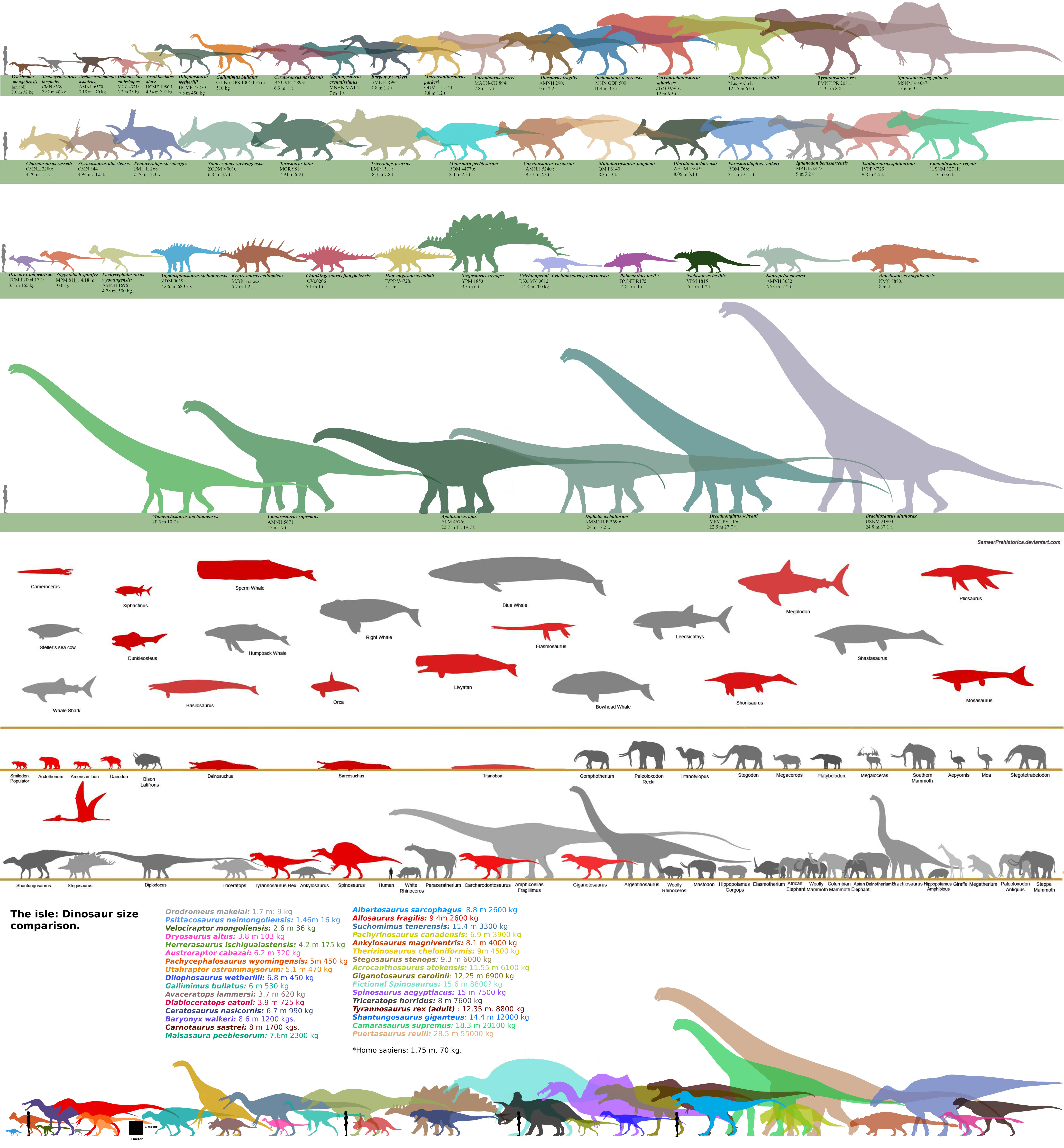 Dinosaurs size comparison charts – pIXELsHAM